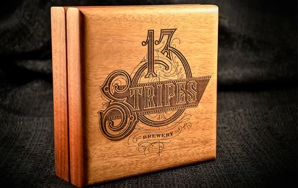 Engraved mahogany brewery gift box